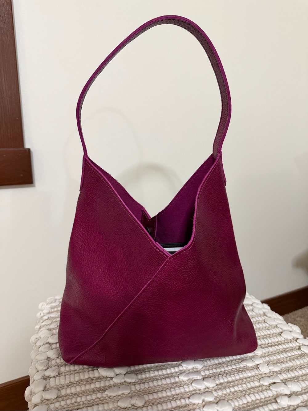 Portland Leather Magenta Leather Shoulder Bag